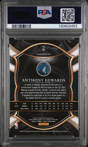 2020 Panini Select Rookie Anthony Edwards Red/White/Orange Flash RC PSA 9 