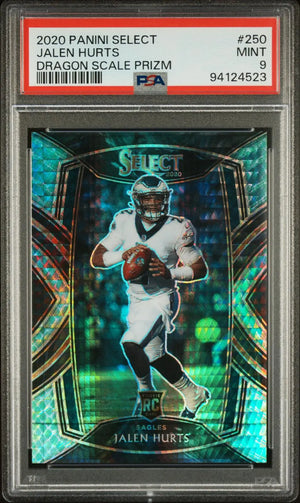 2020 Panini Select Rookie Jalen Hurts RC Dragon Scale Prizm /67 PSA 9 
