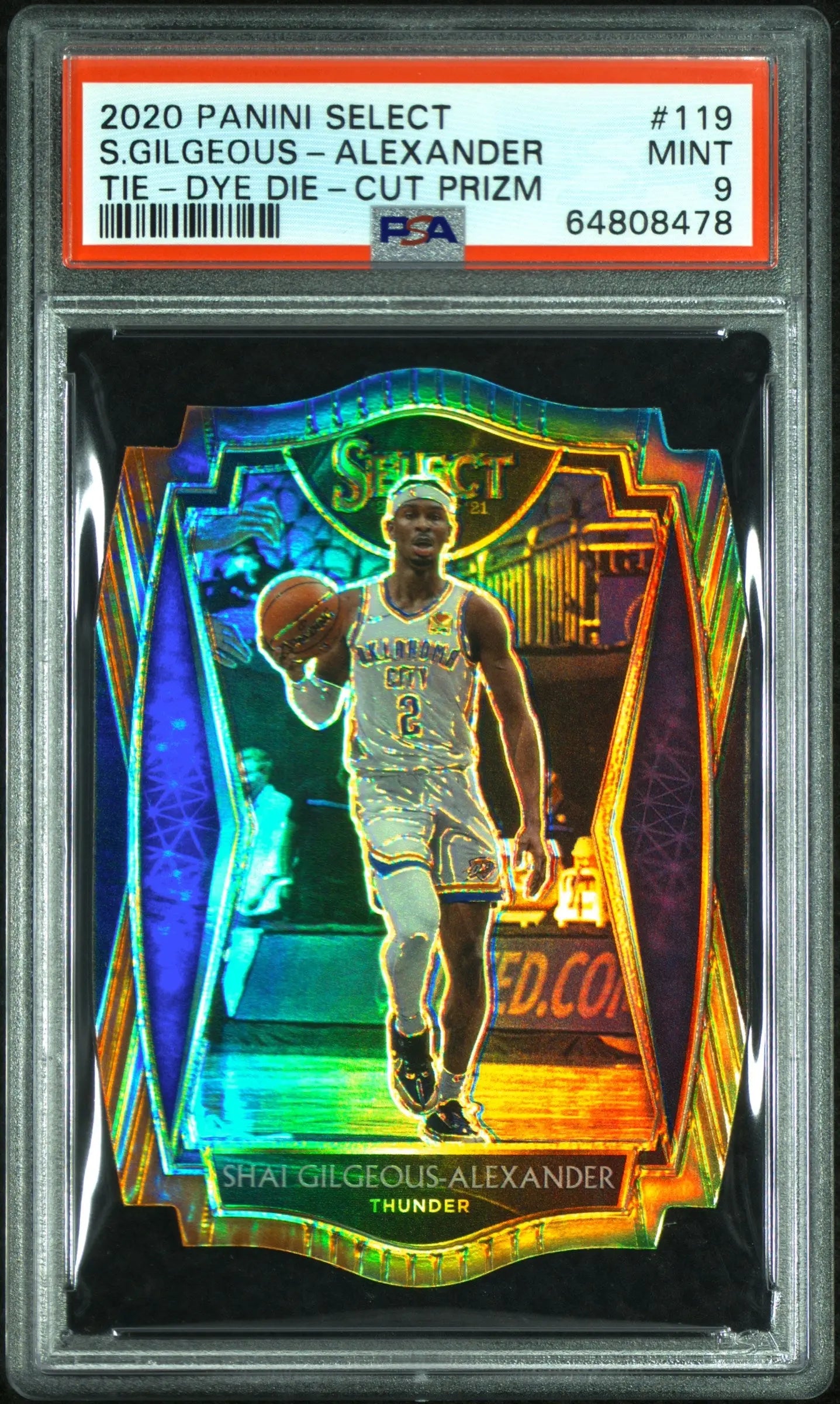 2020 Panini Select Shai Gilgeous-Alexander Tie-Dye Die-Cut Prizm PSA 9 