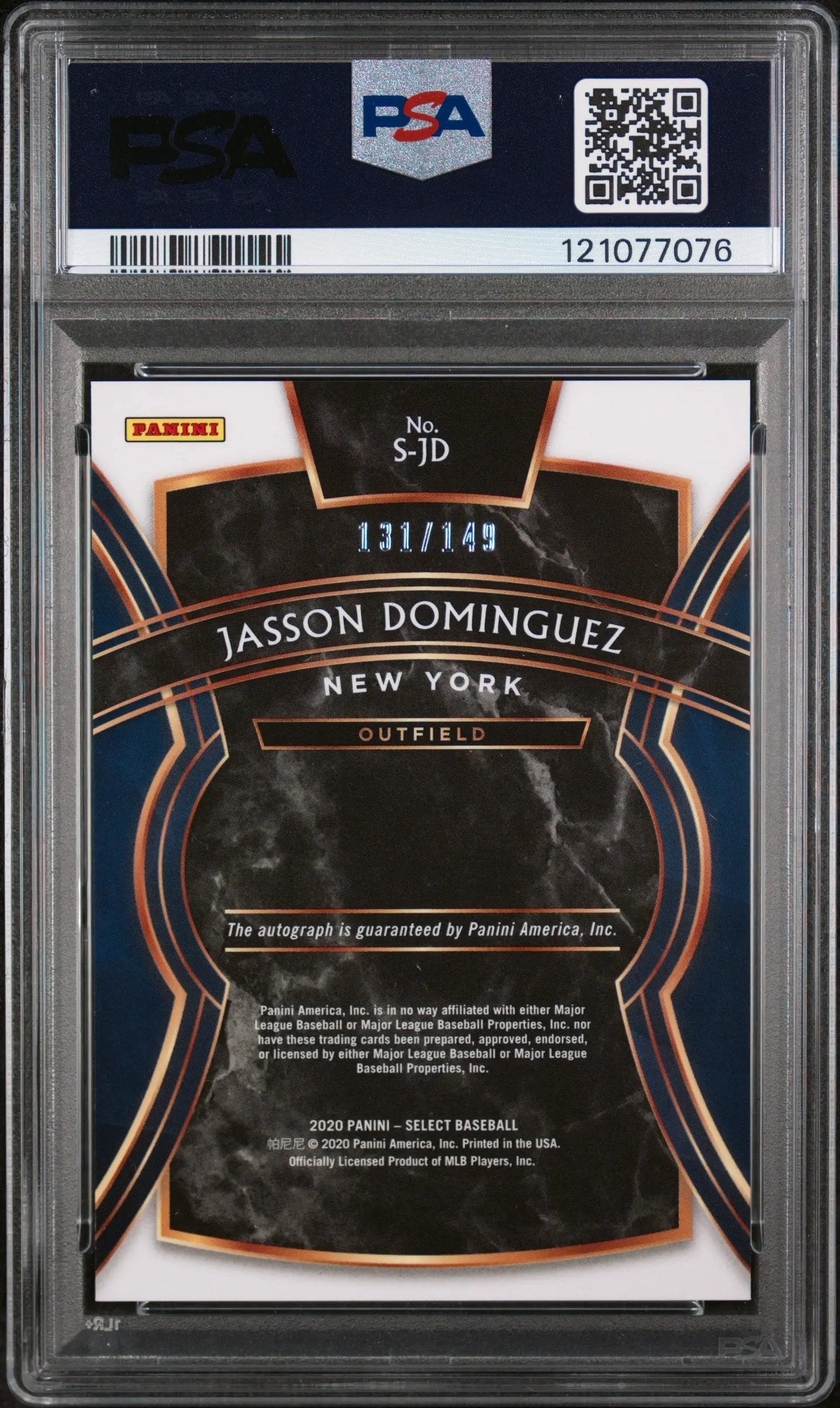 2020 Panini Select Signatures Auto Jasson Dominguez #SJD PSA 9 /149 