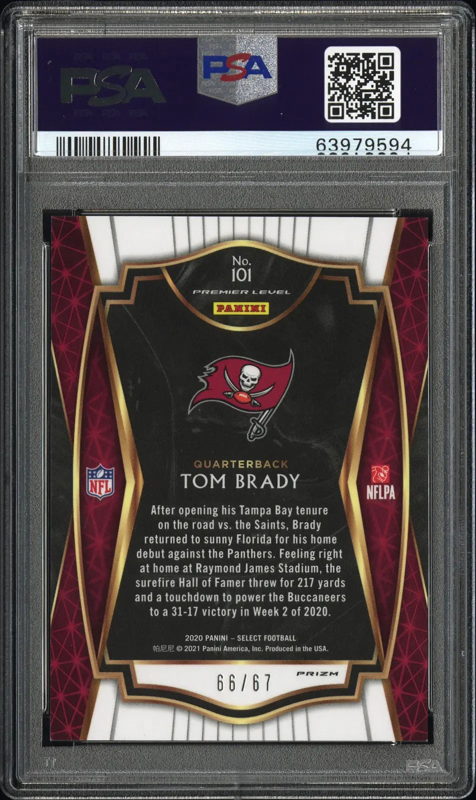 2020 Panini Select Tom Brady Dragon Scale Prizm PSA 9 /67 