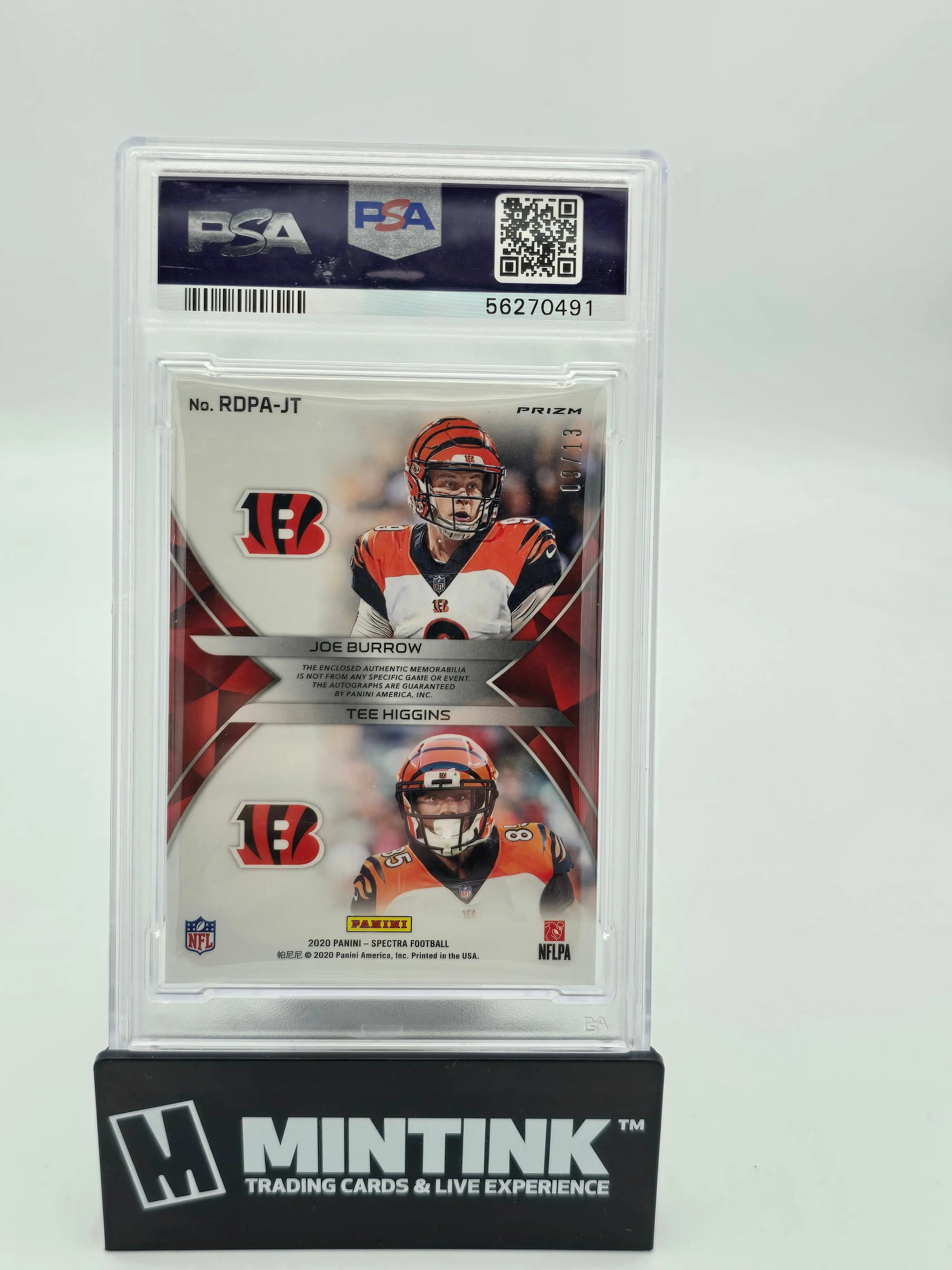 2020 Panini Spectra Rookie Dual Patch Autographs Higgins Burrow Wave PSA 10 /60 