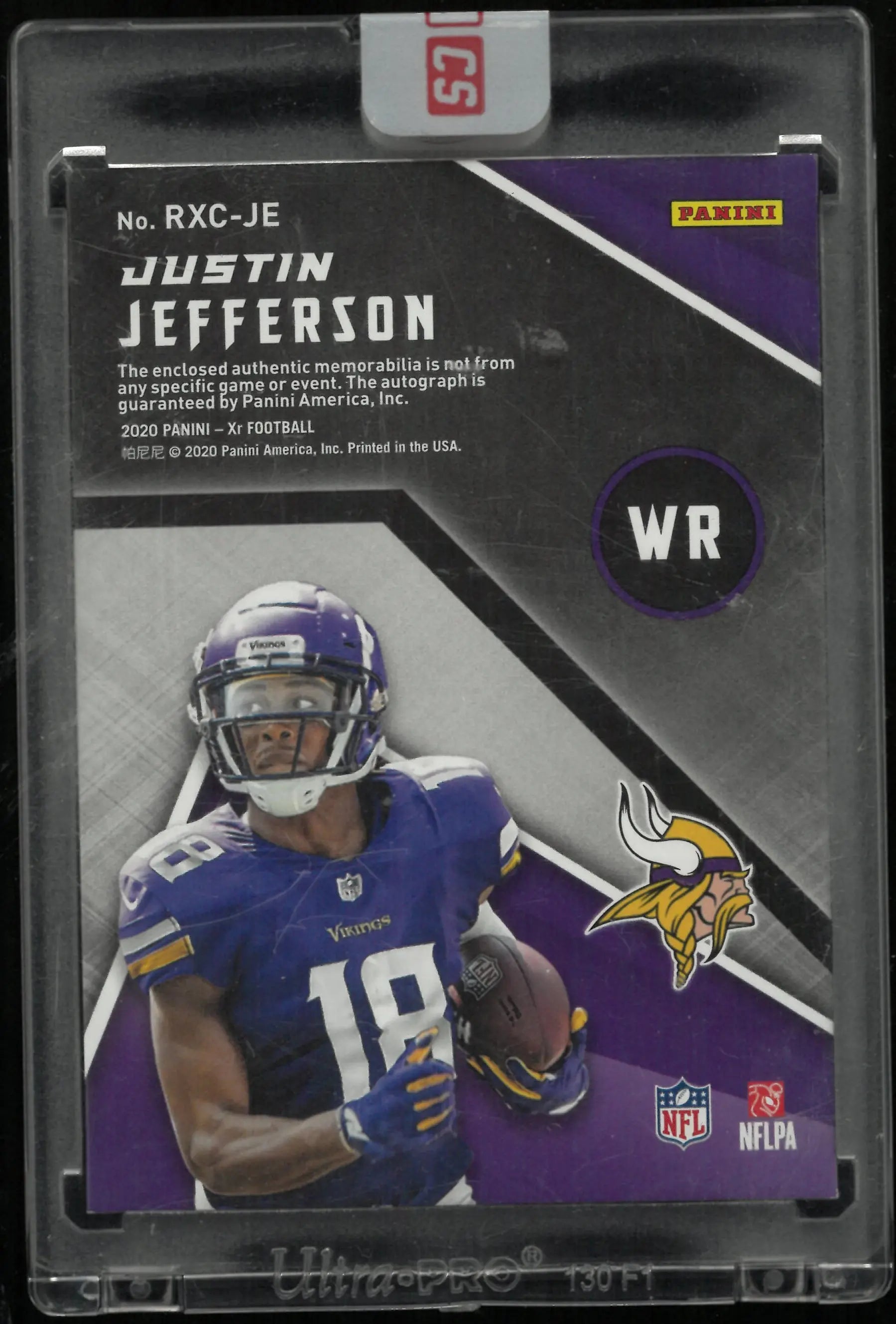 2020 Panini Xr Xcellence Rookie Justin Jefferson Rookie Patch Autograph Auto RC /49 