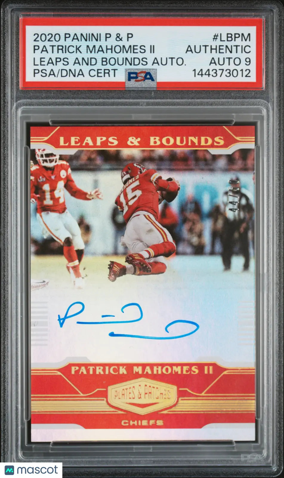 2020 Plates & Patches Leaps And Bounds Auto Patrick Mahomes II /50 PSA Authentic 