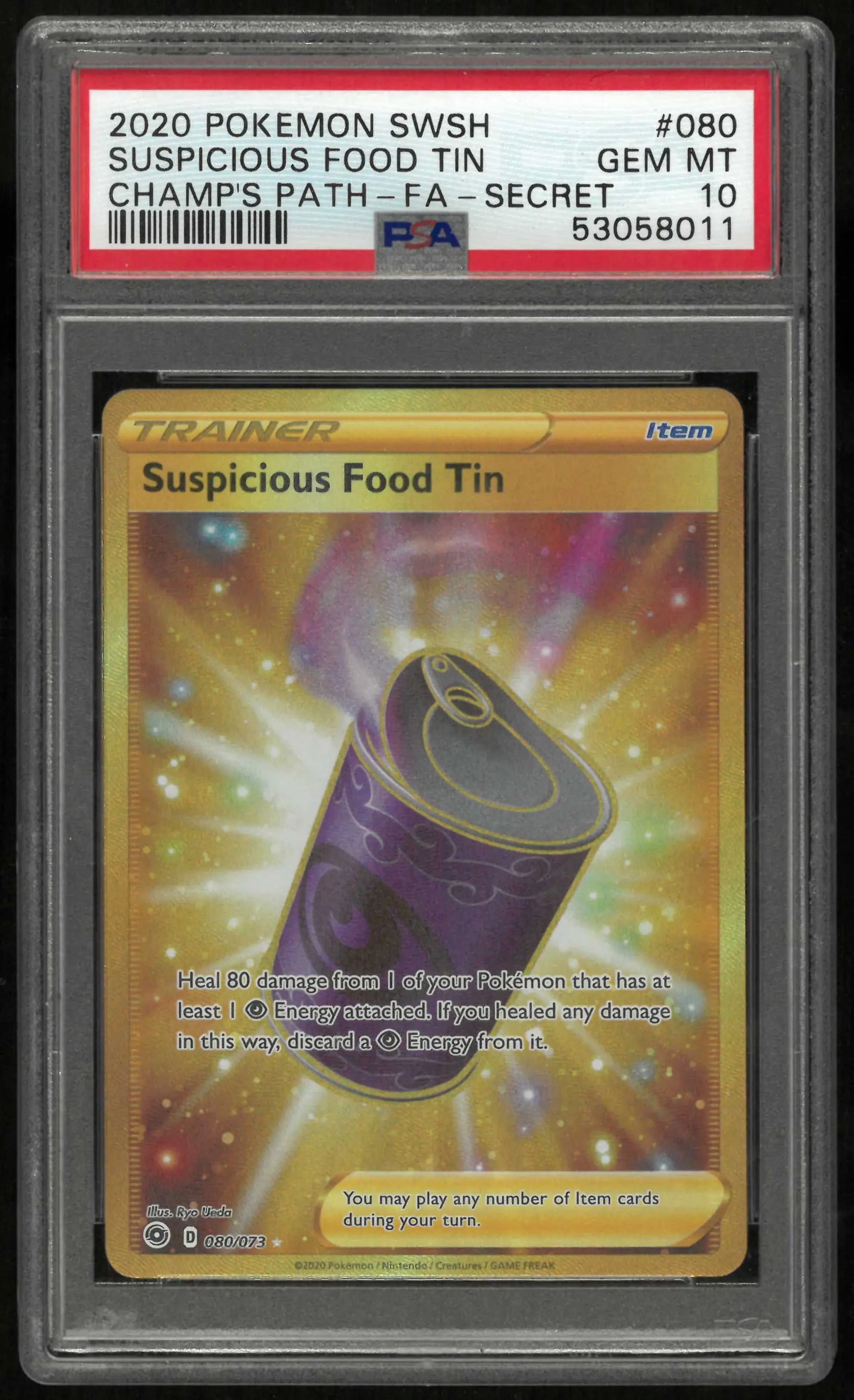 2020 Pokemon Champion's Path #080 Suspicious Food Tin Secret PSA 10 