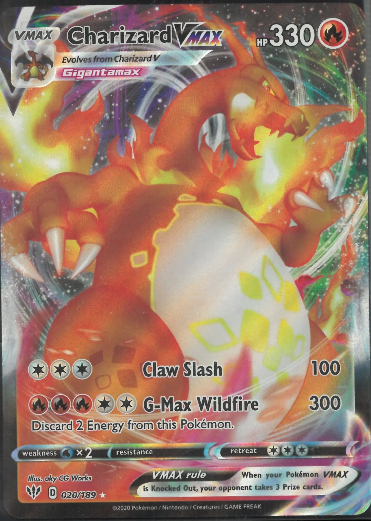 2020 Pokemon Darkness Ablaze Ultra Rare Charizard VMAX 020/189 