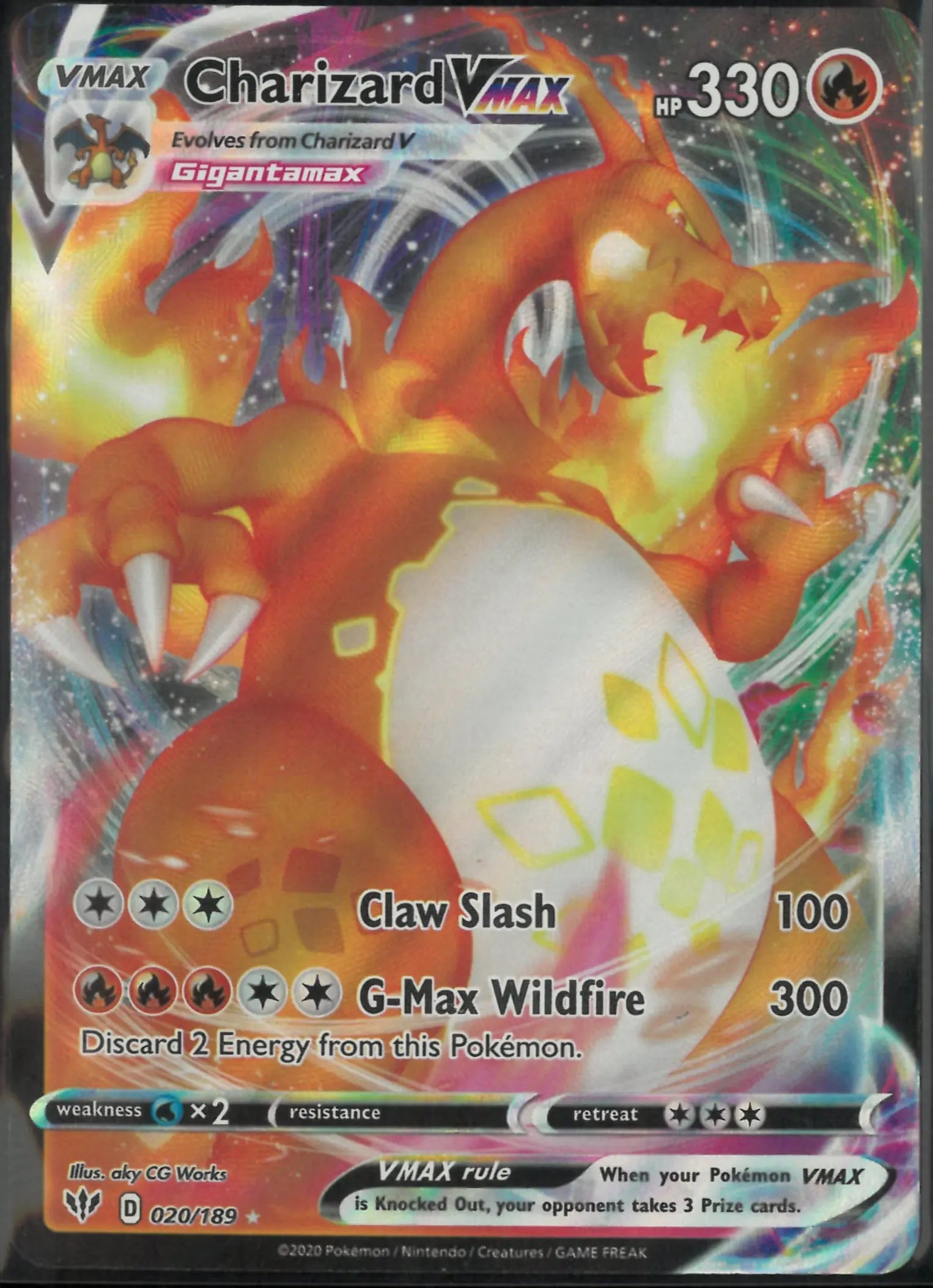 2020 Pokemon Darkness Ablaze Ultra Rare Charizard VMAX 020/189 