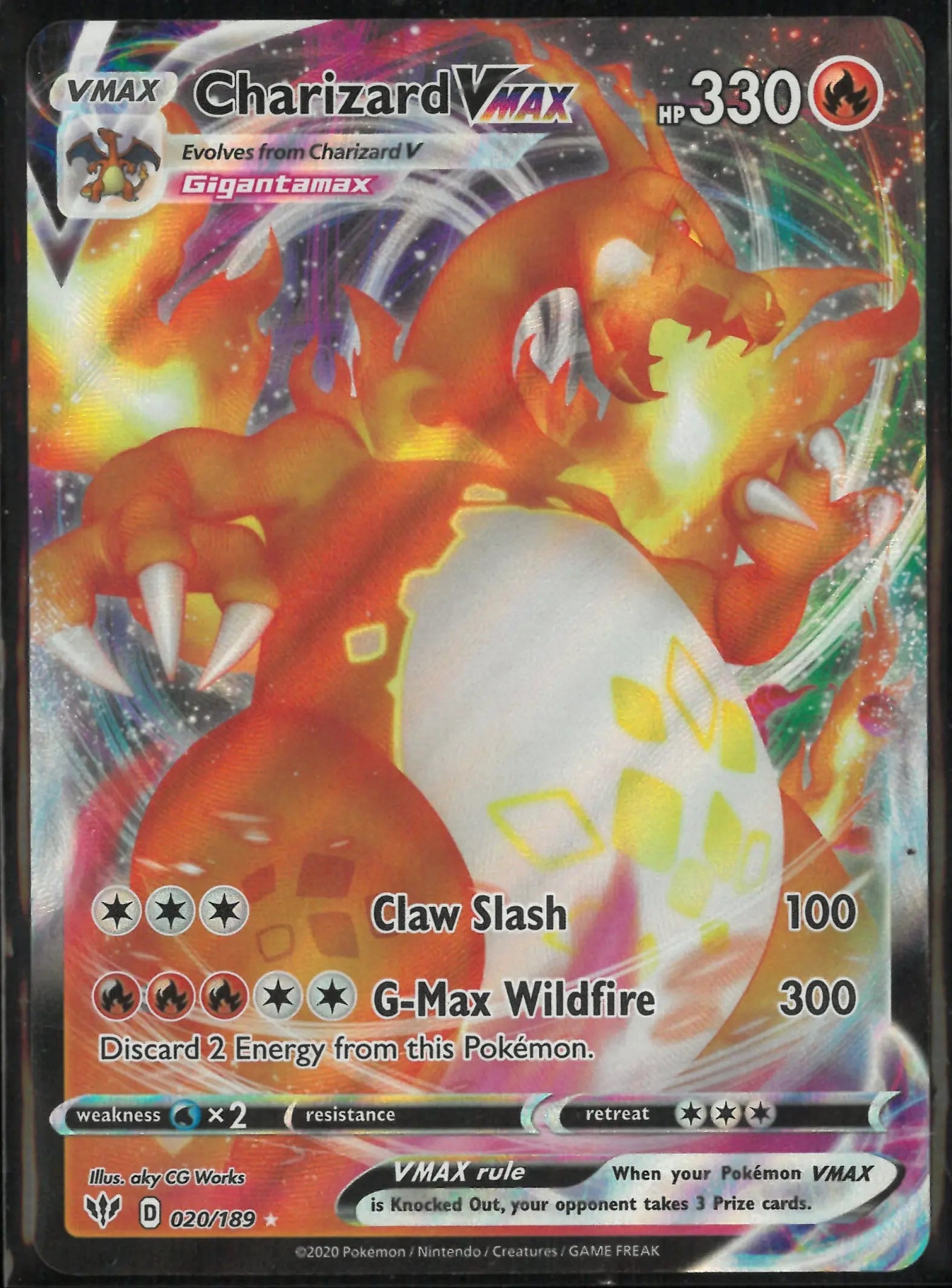 2020 Pokemon Darkness Ablaze Ultra Rare Charizard VMAX 020/189 