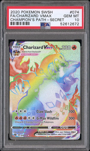 2020 Pokemon SWSH Champion's Path Charizard VMAX -Secret Fa PSA 10 74/73 