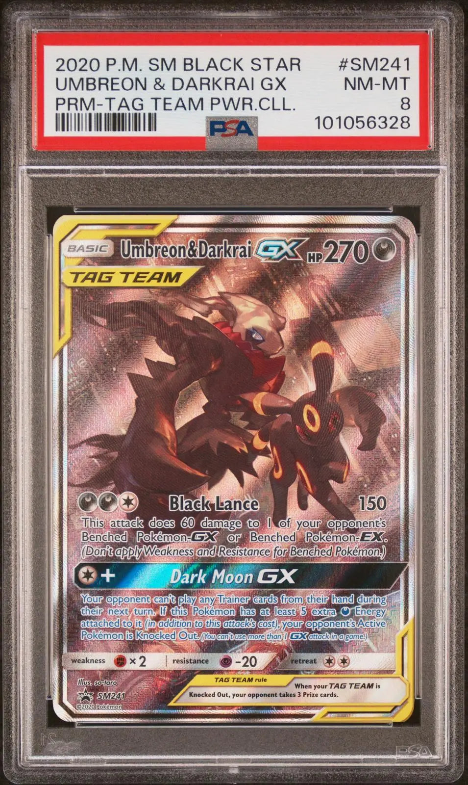 2020 Pokemon Sun & Moon Promo Umbreon & Darkrai GX Tag Team SM241 PSA 8 