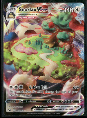 2020 Pokemon Sword & Shield Base Set Snorlax VMAX 142/202 