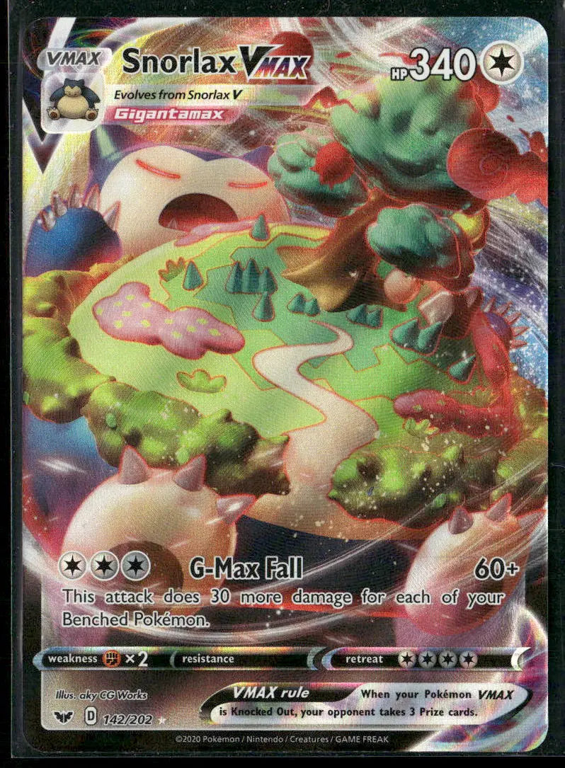 2020 Pokemon Sword & Shield Base Set Snorlax VMAX 142/202 