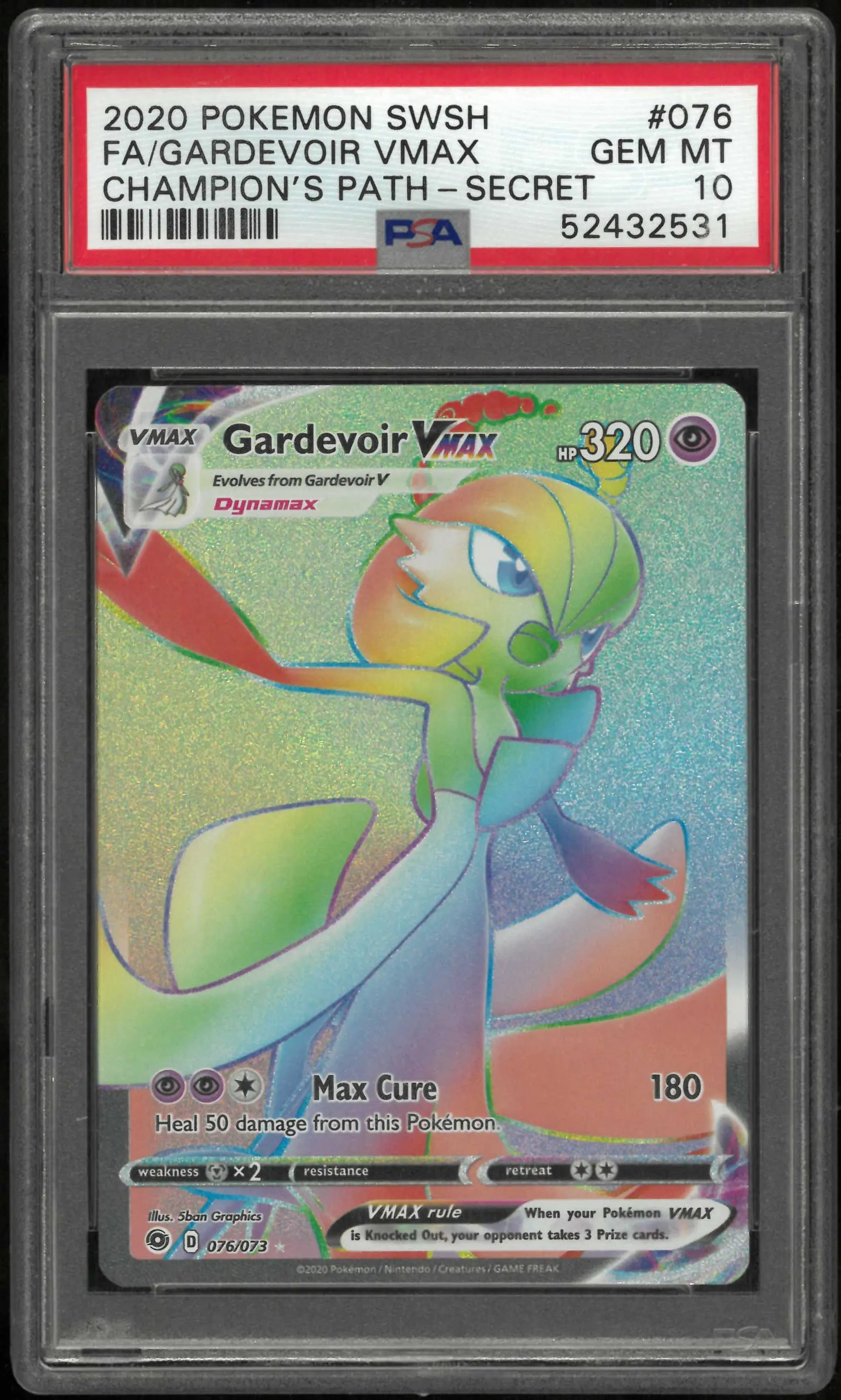 2020 Pokemon Sword & Shield Champion'S Path #076 Fa Gardevoir Vmax Secret PSA 10 