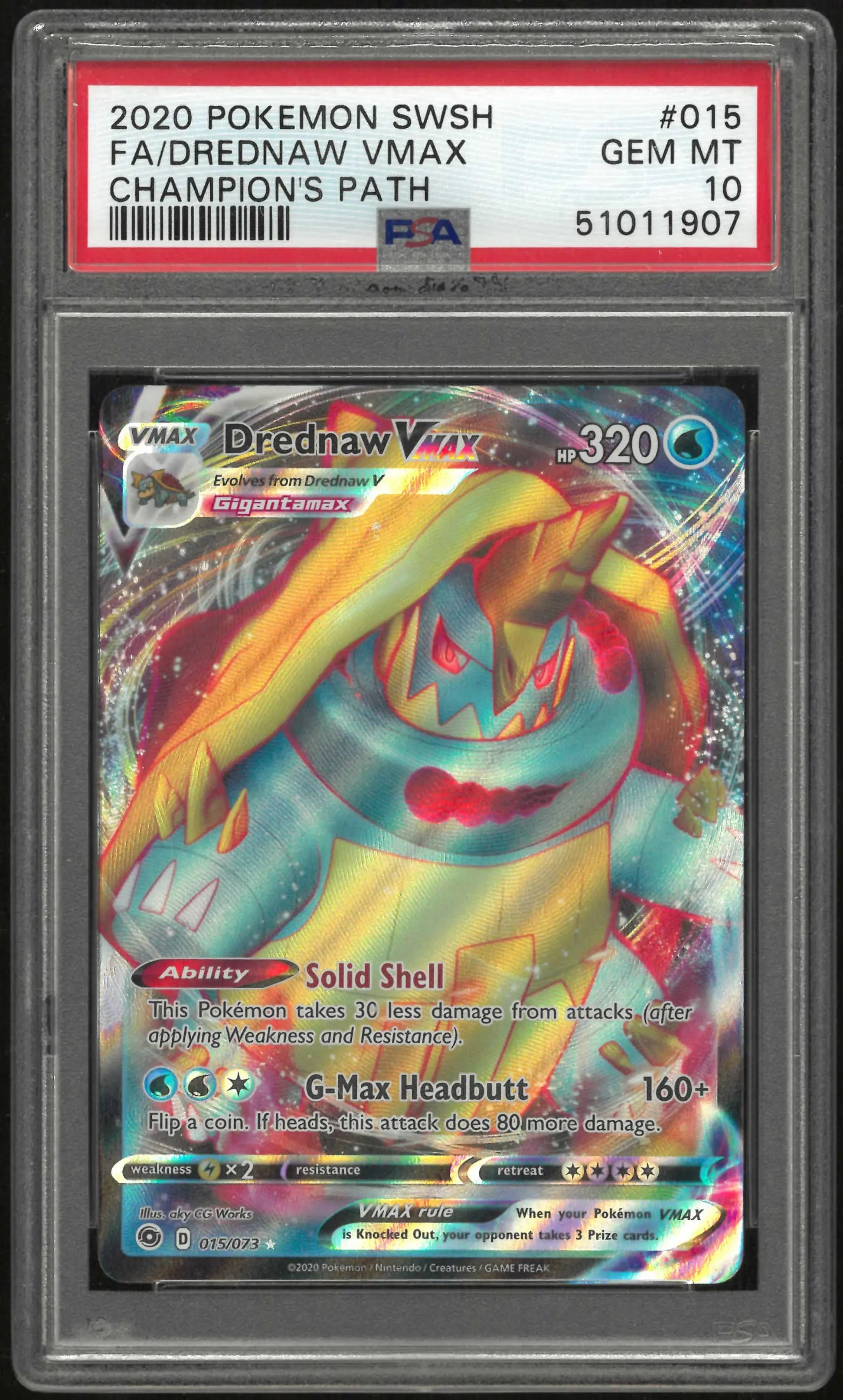 2020 Pokemon Sword & Shield Champion's Path 15/73 Drednaw Vmax  PSA 10 