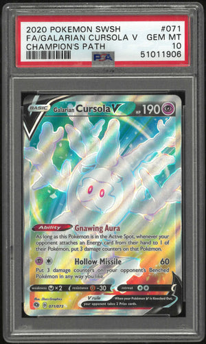 2020 Pokemon Sword & Shield Champion's Path 71/73 Galarian Cursola V PSA 10 