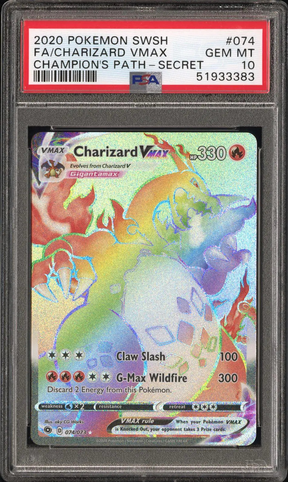 2020 Pokemon Sword & Shield Champion's Path 74/73 Charizard VMAX Secret PSA 10 