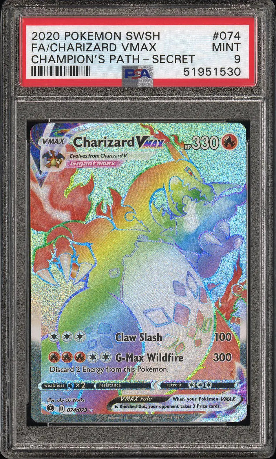 2020 Pokemon Sword & Shield Champion's Path 74/73 Charizard VMAX Secret PSA 10 