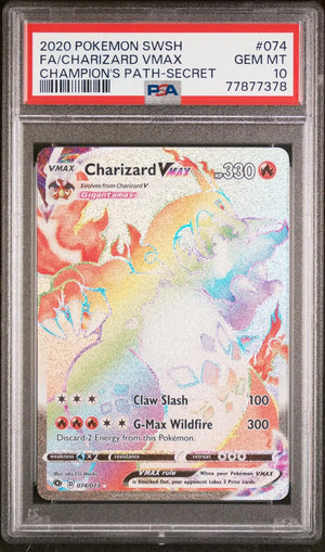 2020 Pokemon Sword & Shield Champion's Path 74/73 Charizard VMAX Secret PSA 10 