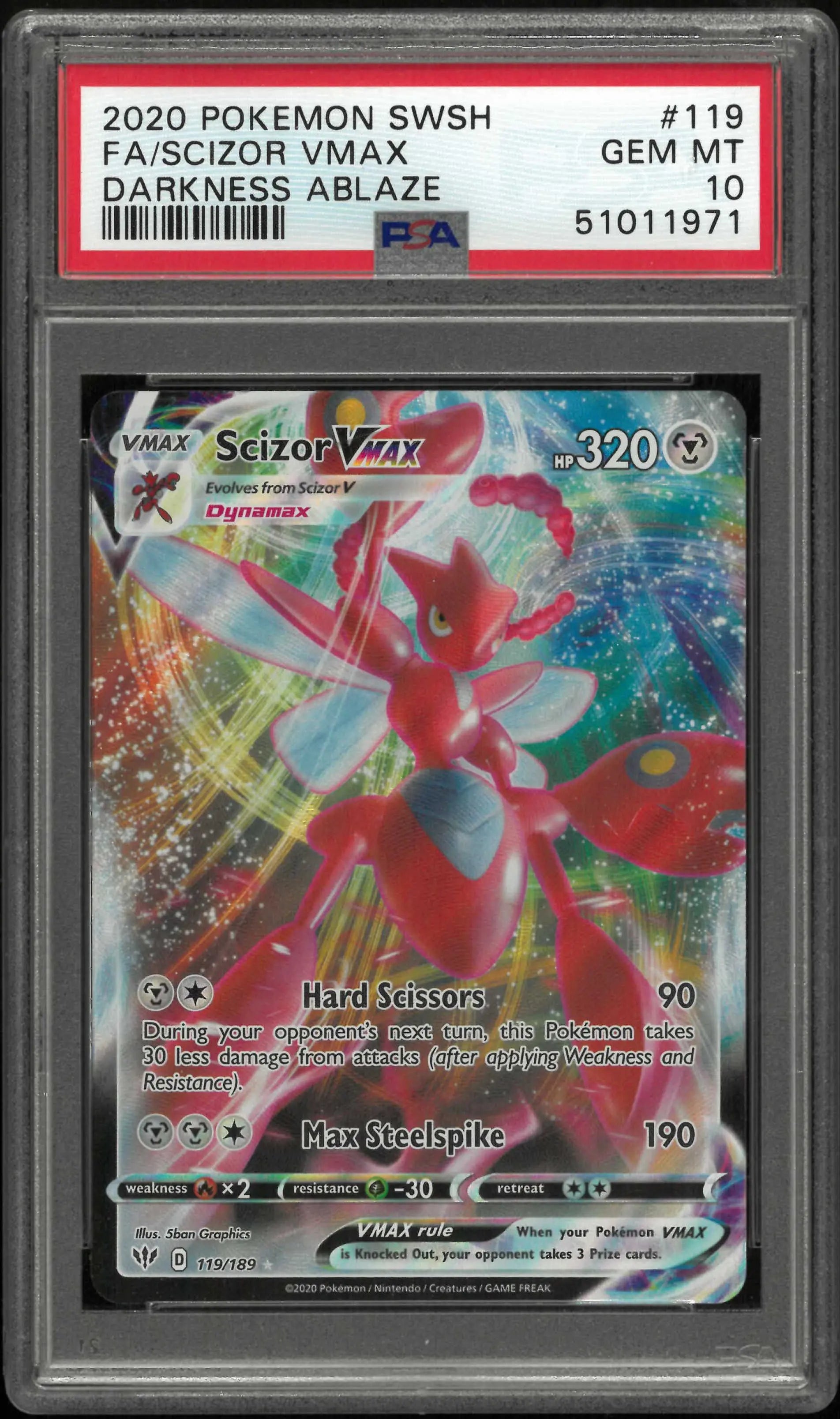 2020 Pokemon Sword & Shield Darkness Ablaze 119/189 Scizor Vmax PSA 10 