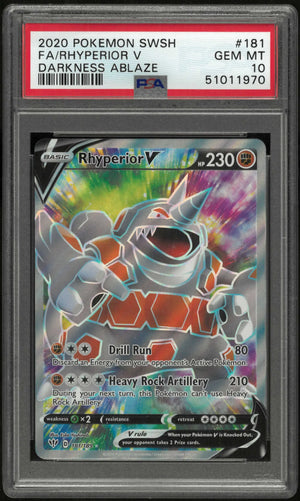 2020 Pokemon Sword & Shield Darkness Ablaze 181/189 Rhyperior V PSA 10 