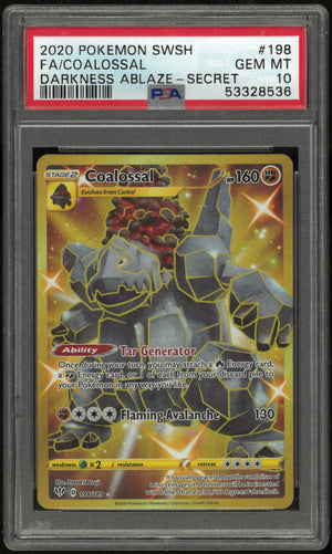 2020 Pokemon Sword & Shield Darkness Ablaze 198/189 Coalossal Secret PSA 10 