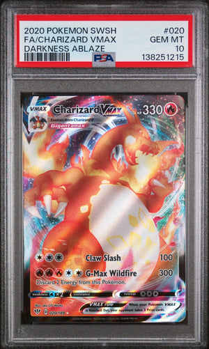 2020 Pokemon Sword & Shield Darkness Ablaze Charizard VMAX Fa PSA 10 20/189 
