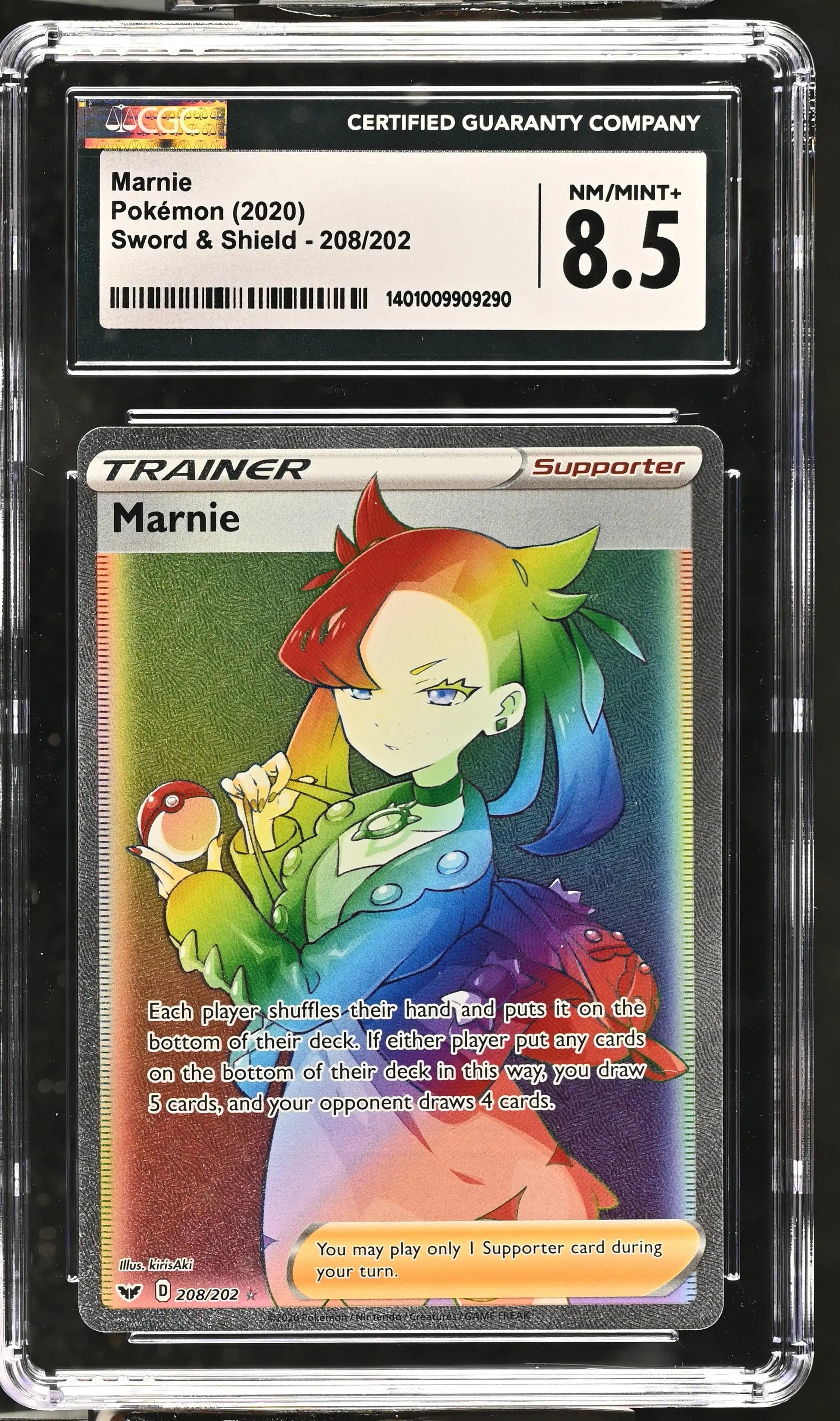 2020 Pokemon Sword & Shield Holo Rainbow Rare Marnie CGC 8.5 #208/202 