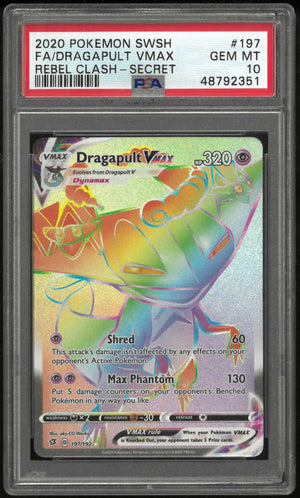 2020 Pokemon Sword & Shield Rebel Clash 197/192 Dragapult Vmax Secret PSA 10 