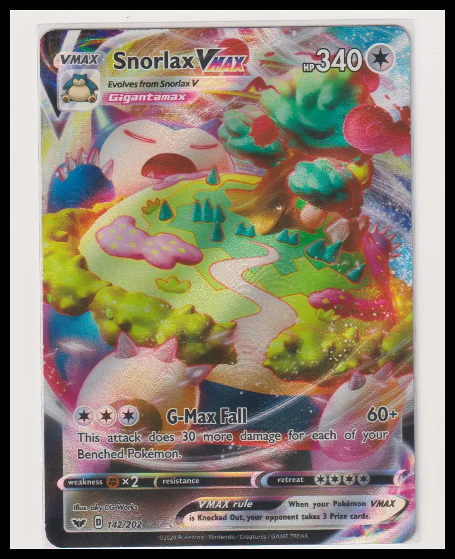2020 Pokemon Sword & Shield Snorlax VMAX 142/202 LP 