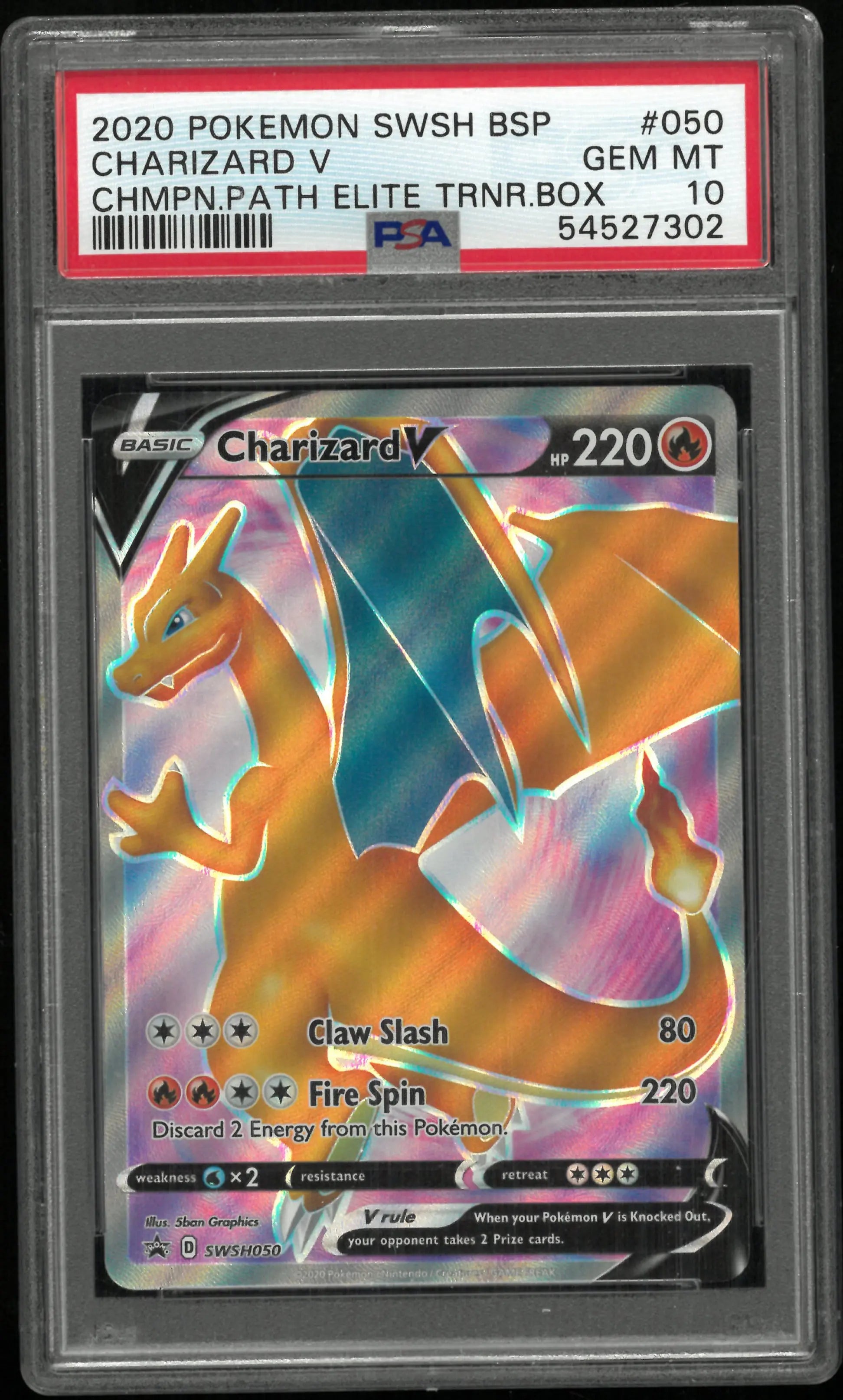 2020 Pokemon Swsh Black Star Promo Charizard V Chmpn.Path Elite Trnr.Box PSA 10 #050 