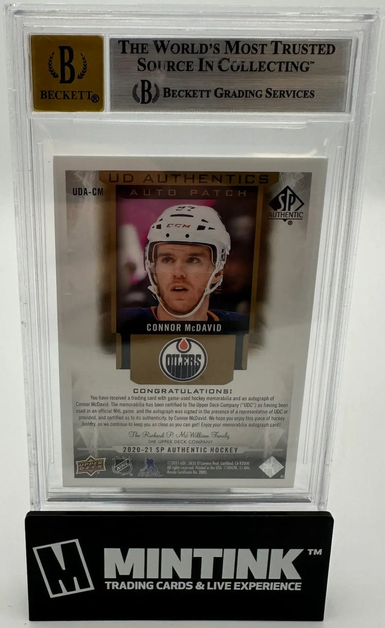 2020 SP Authentic UD Patch Autographs Connor McDavid /25 BGS 7.5 Auto 10 
