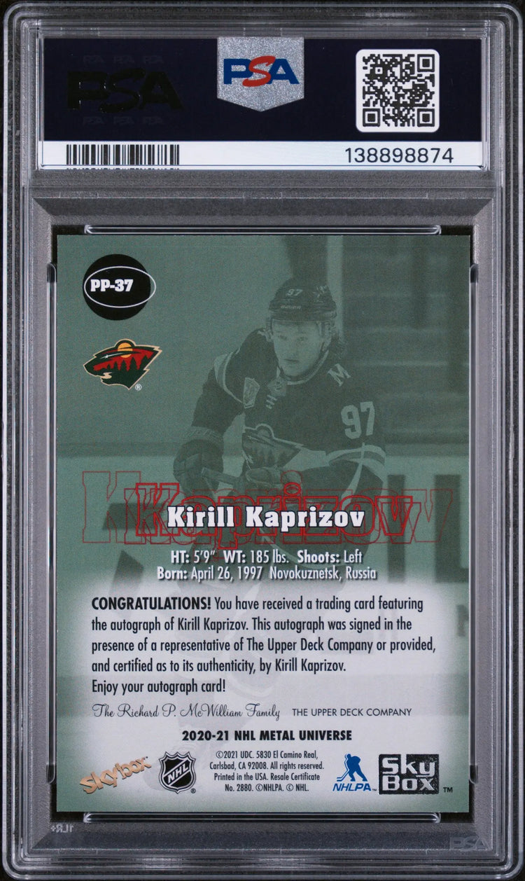 2020 Skybox Metal Universe Skybox Premium Prospects Kirill Kaprizov  PSA 9 