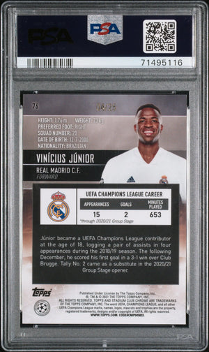 2020 Stadium Club Chrome UCL Orange Refractor Vinicius Junior #76 /25 PSA 10 