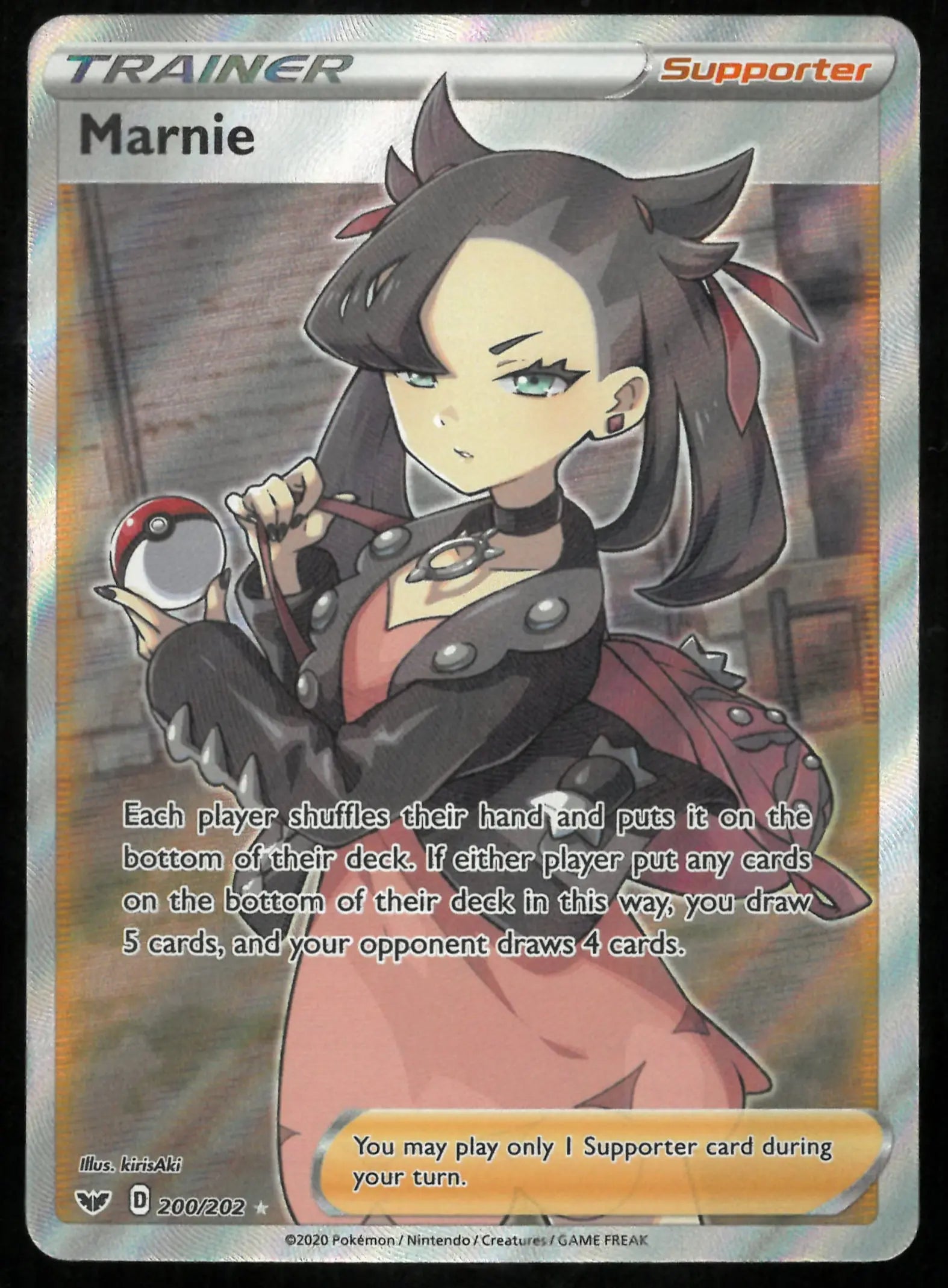2020 Sword & Shield Base Ultra Rare Full Art Marnie 200/202 