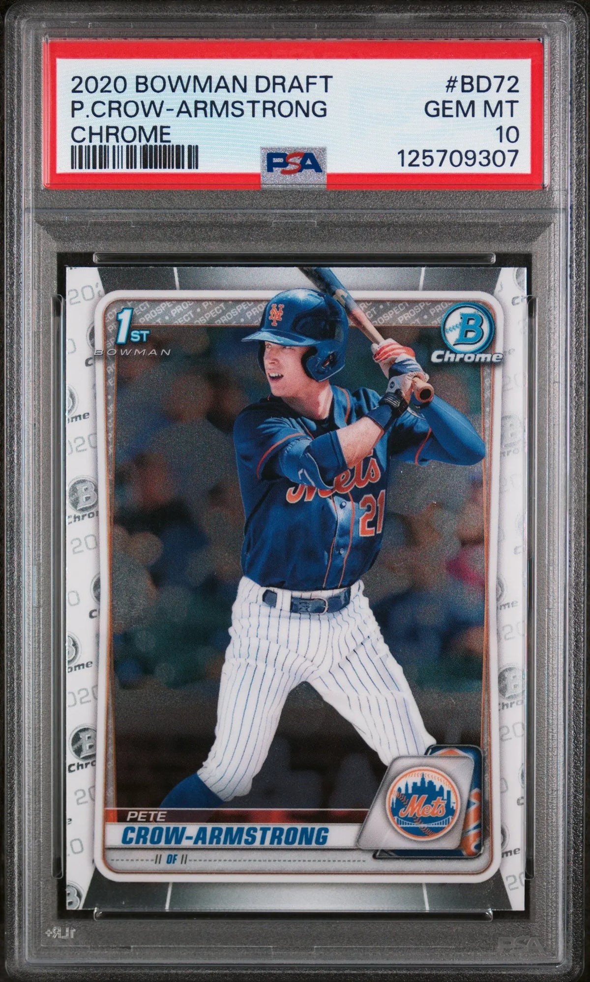2020 Topps Bowman Draft Chrome Pete Crow-Armstrong Chrome PSA 10 