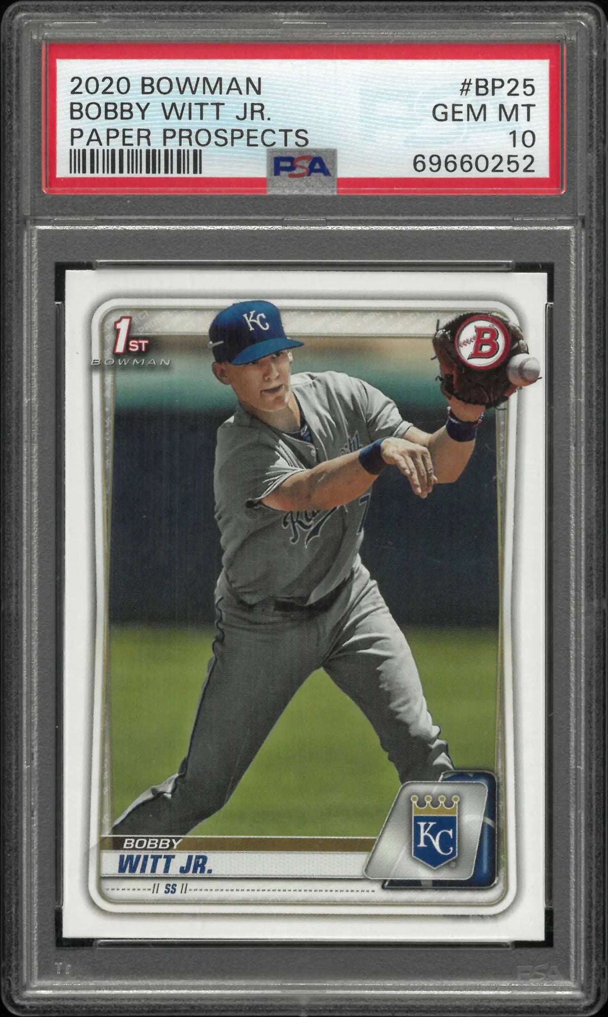 2020 Topps Bowman Paper Prospects Bobby Witt Jr.  PSA 10 