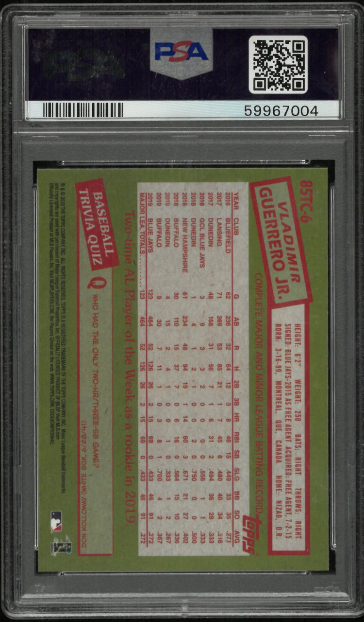 2020 Topps Chrome 1985 Topps Vladimir Guerrero JR. #85TC6 PSA 10 