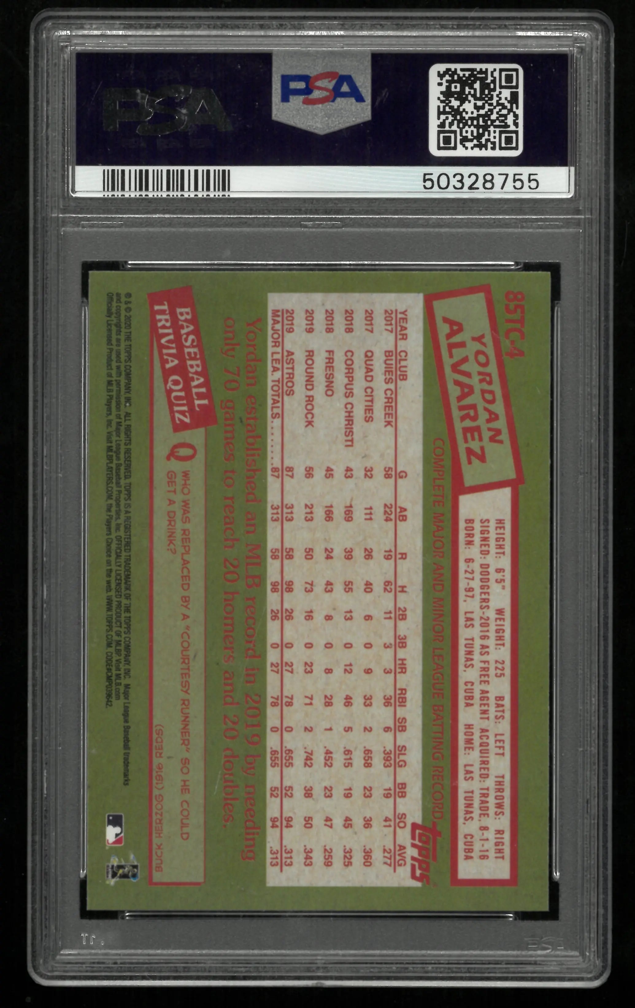 2020 Topps Chrome 1985 Topps Yordan Alvarez #85TC4 PSA 10 