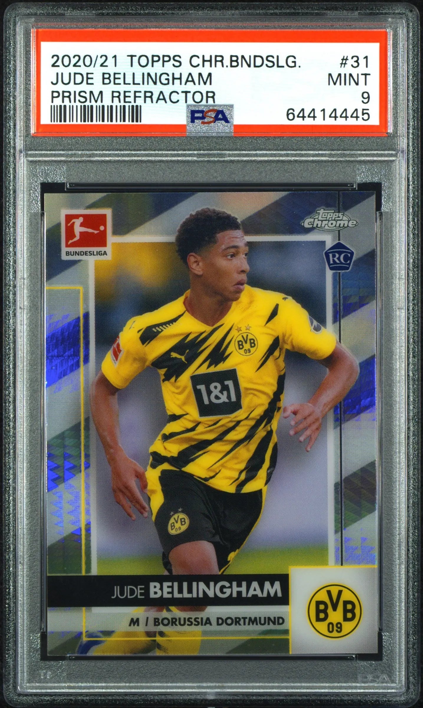 2020 Topps Chrome Bundesliga Jude Bellingham RC Prism Refractor PSA 9 /199 