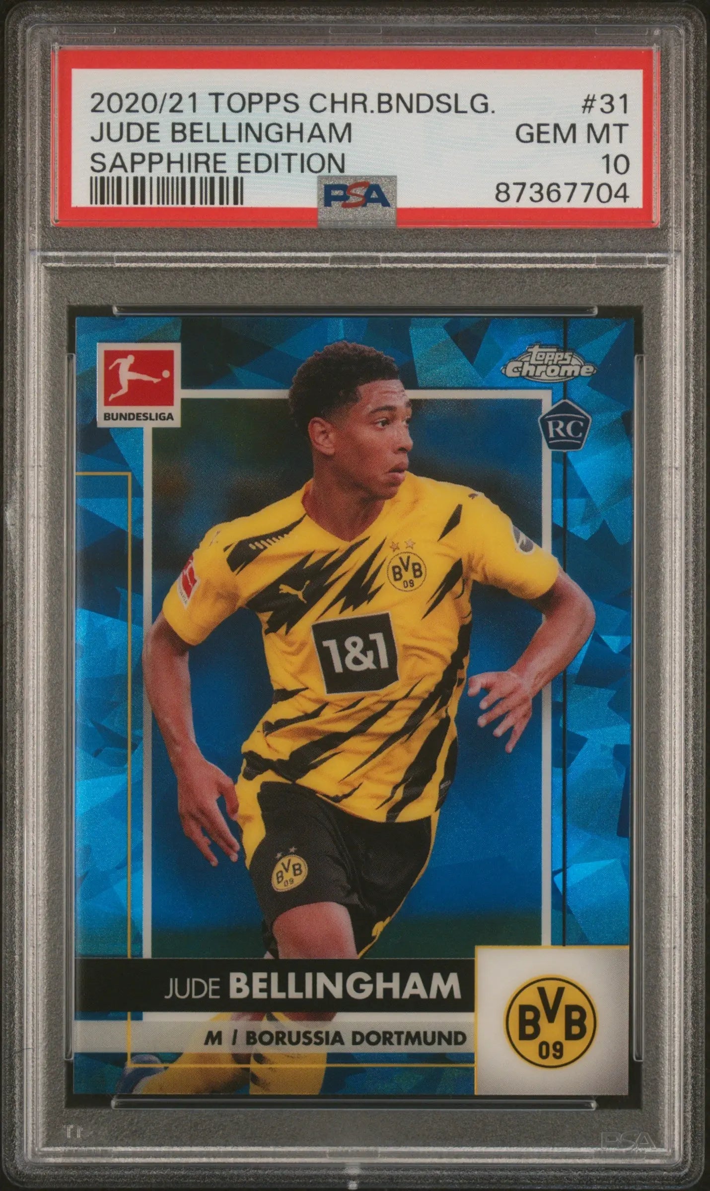 2020 Topps Chrome Bundesliga Sapphire Edition Jude Bellingham RC PSA 10 