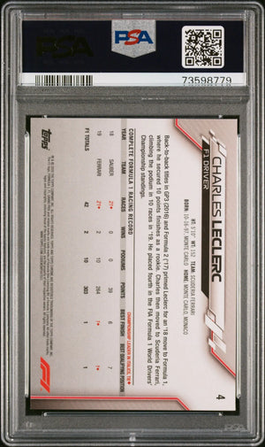 2020 Topps Chrome Formula 1 Sapphire Edition Charles Leclerc #4 PSA 10 