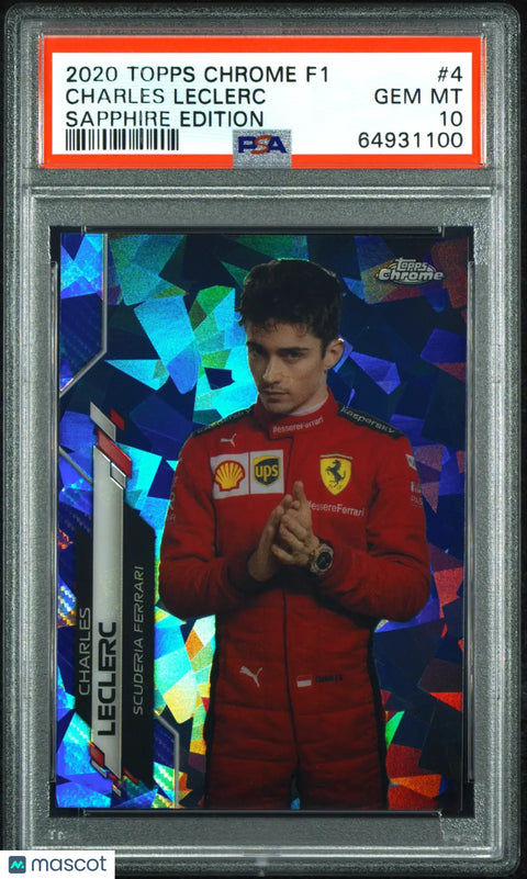 2020 Topps Chrome F1 Sapphire Charles Leclerc PSA 10 Card