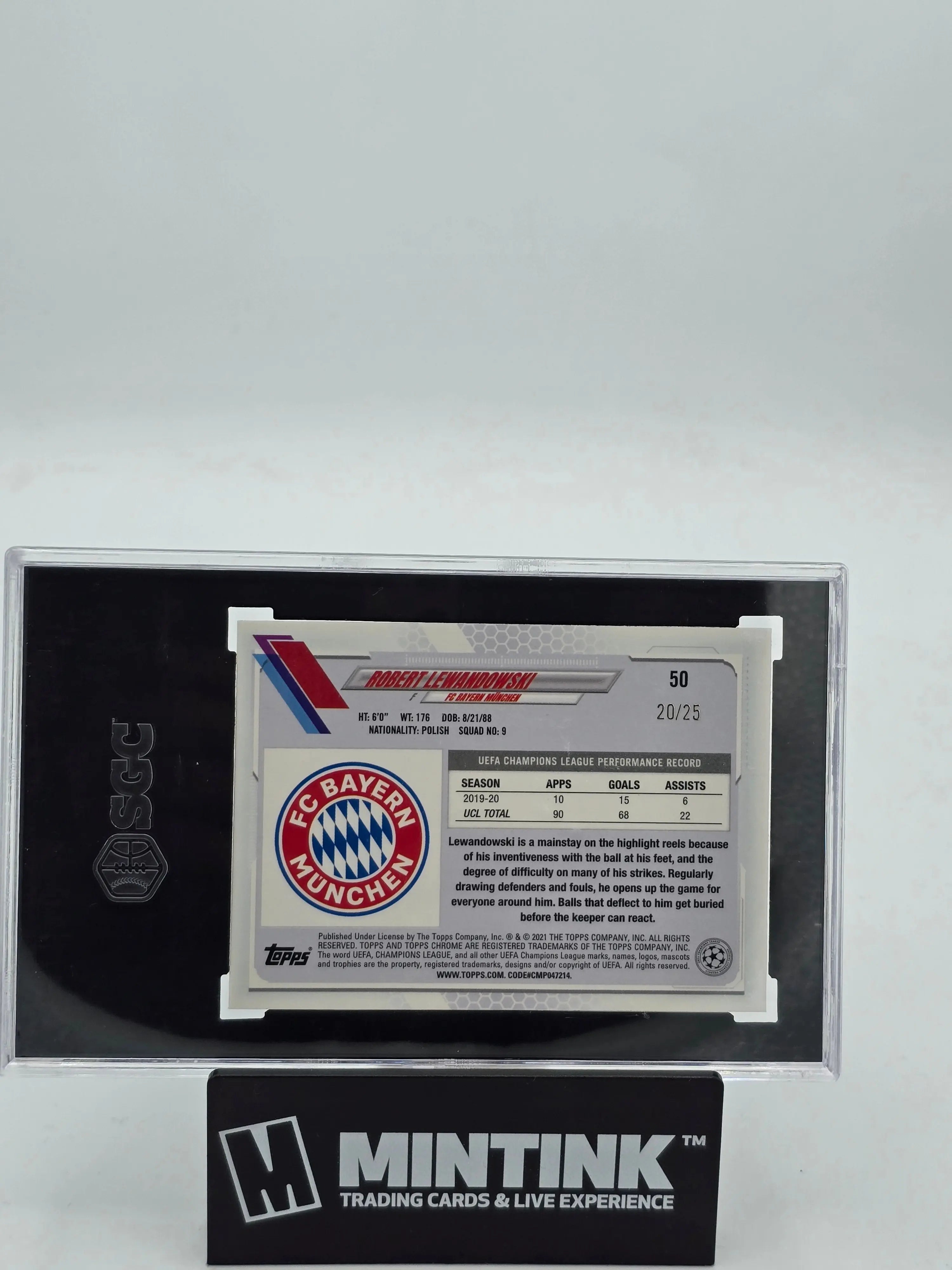 2020 Topps Chrome Sapphire UEFA Robert Lewandowski Purple SGC 9.5 /25 
