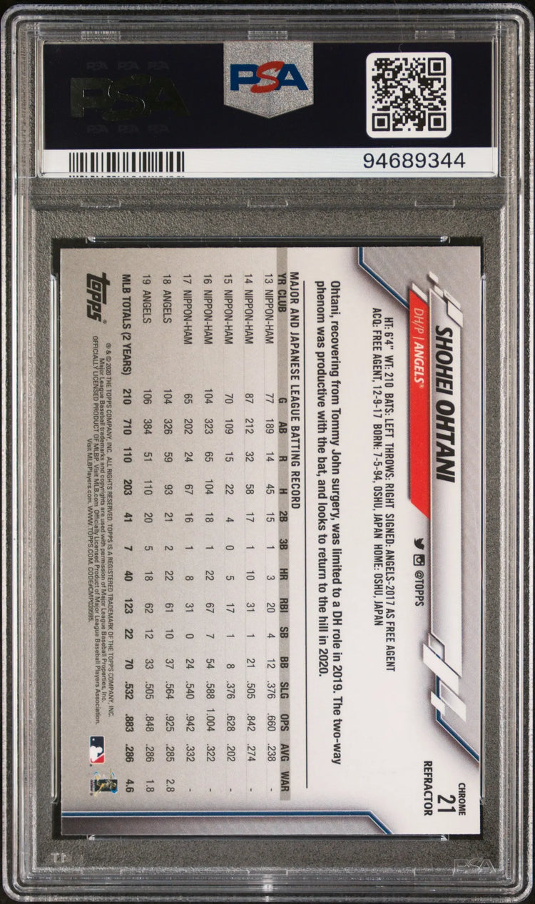 2020 Topps Chrome Shohei Ohtani Refractor PSA 10 