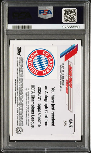 2020 Topps Chrome UCL Autographs Joshua Zirkzee Auto Red Wave Ref. /5 PSA 8 