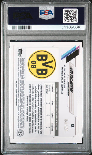 2020 Topps Chrome UCL Jude Bellingham RC Yellow Diamond Refractor PSA 9 /299 