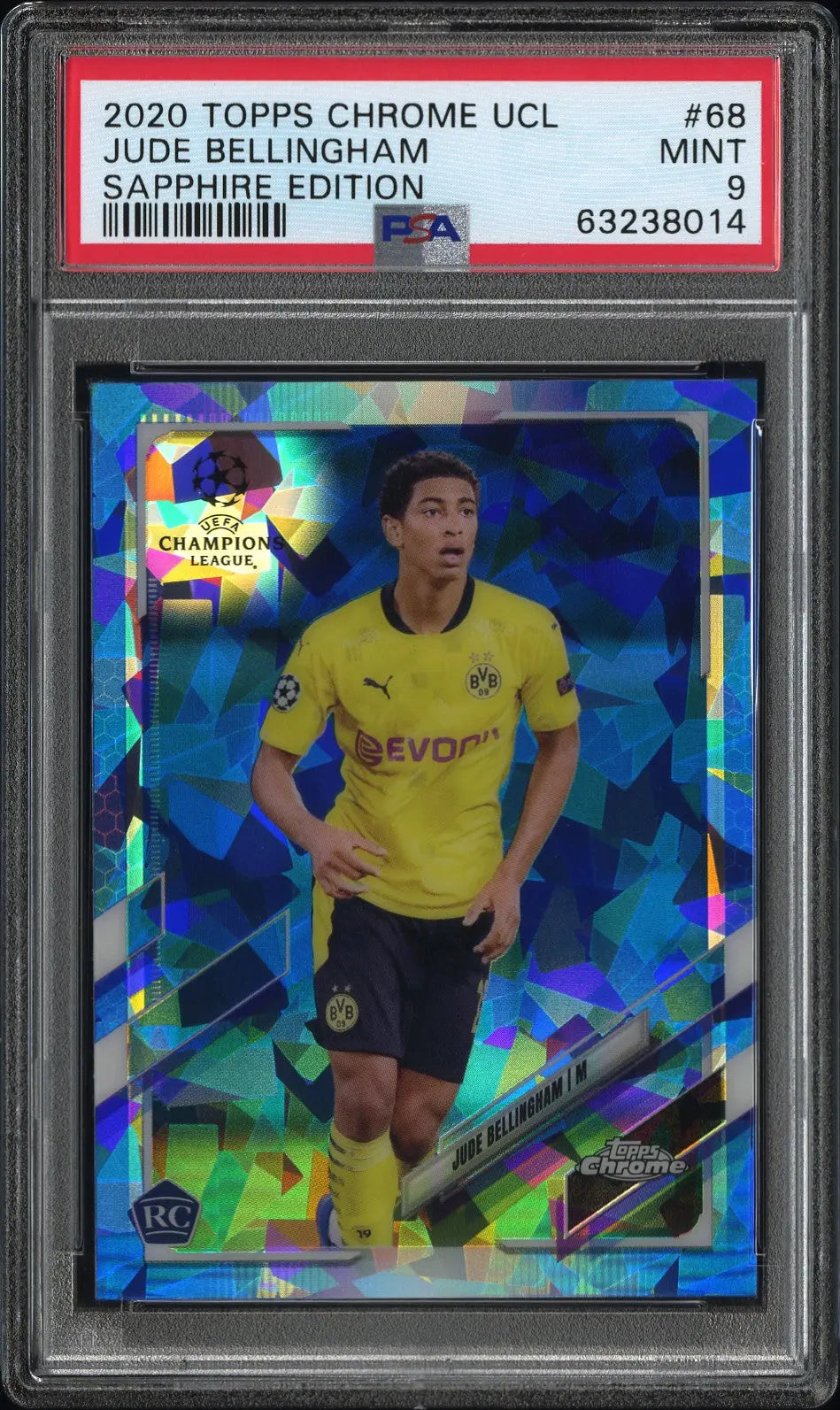 2020 Topps Chrome UCL Sapphire Edition Jude Bellingham RC Rookie PSA 9 