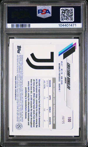 2020 Topps Chrome UEFA CL Sapphire Edition Cristiano Ronaldo Yellow /99 PSA 8 