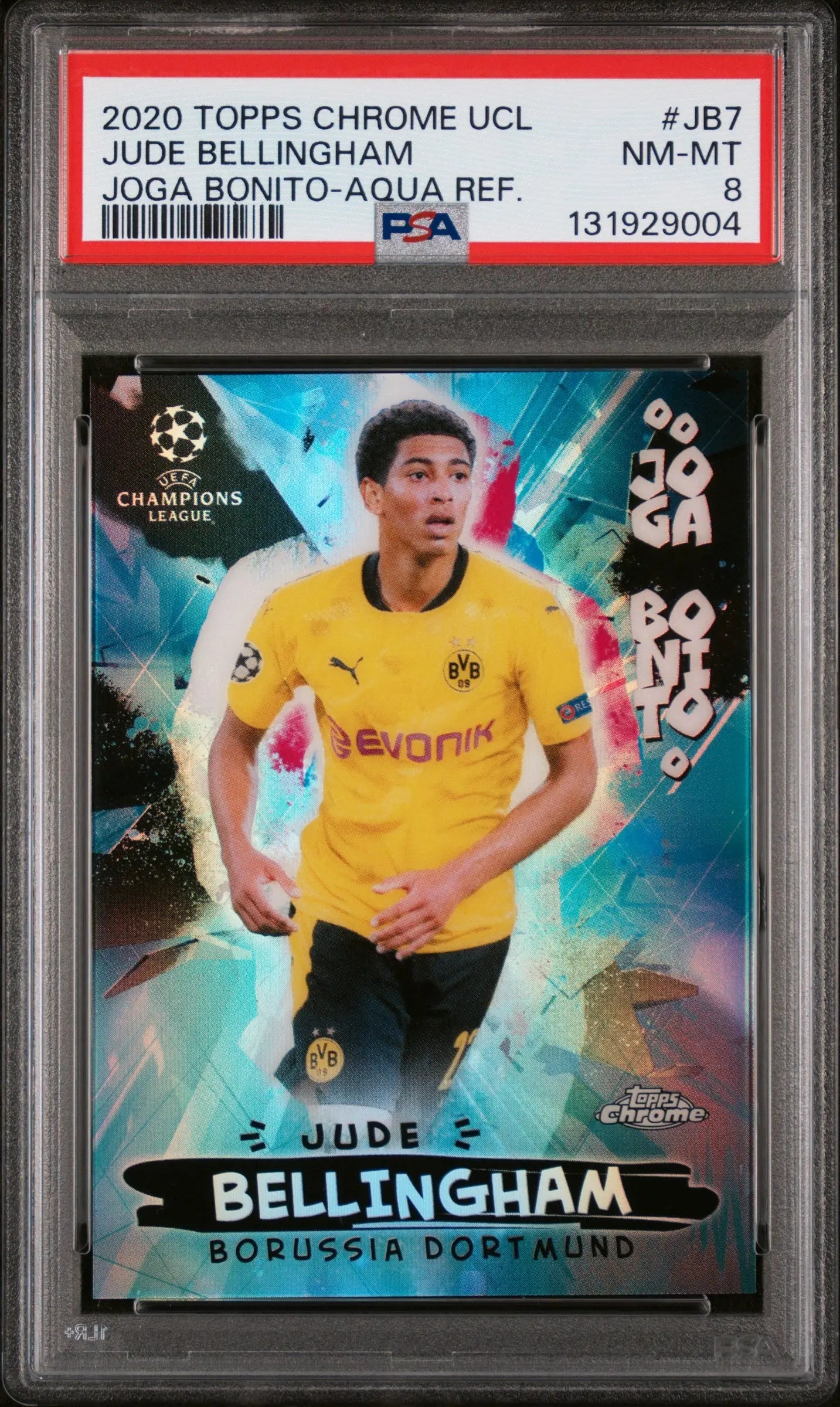 2020 Topps Chrome UEFA Champions League Joga Bonito Jude Bellingham Aqua /199 PSA 8 