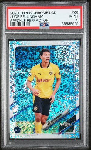 2020 Topps Chrome UEFA Champions League Rookie Jude Bellingham Speckle RC PSA 9 